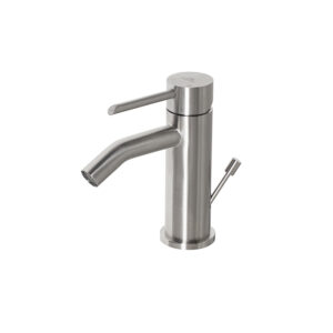 ROUND INOX Tek Kollu Lavabo Bataryası Brushed Stainless Steel